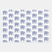 Blue Elephant Watercolor Geschenkpapier Set (Vorderseite)