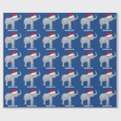 Blue Elephant Weihnachten Niedliches Muster Geschenkpapier (Flach)