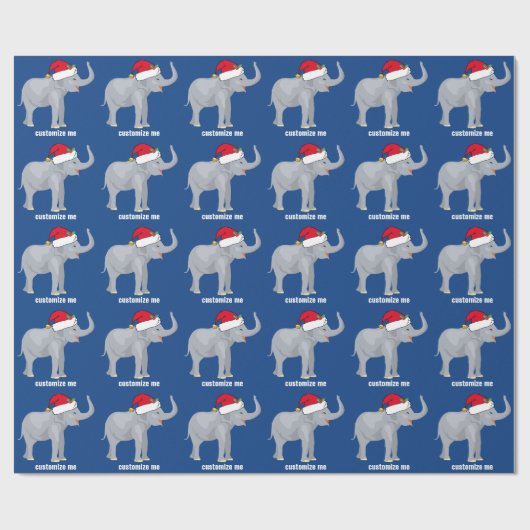 Blue Elephant Weihnachten Niedliches Muster Geschenkpapier (Flach)