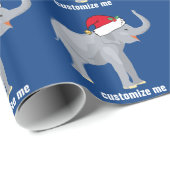 Blue Elephant Weihnachten Niedliches Muster Geschenkpapier (Rolleneckpunkt)