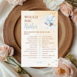 Blue Elephant Would She Rather Baby Shower Spiel