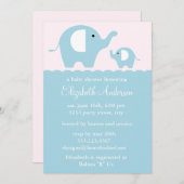 Blue Elephants Babydusche Einladung (Vorne/Hinten)