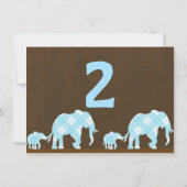 Blue Elephants Brown Modern Birthday Party JEDES A Einladung (Rückseite)