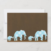 Blue Elephants Brown Trendy Modern Baby Dusche Einladung (Rückseite)