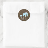 Blue Elephants Brown Trendy Modern Baby Dusche Runder Aufkleber (Tasche)