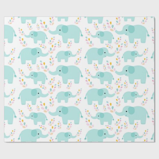 Blue Elephants Kinderzimmer Print Geschenkpapier (Flach)