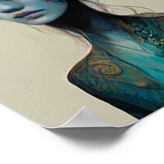 Blue Elf Fantasy Art Poster (Ecke)