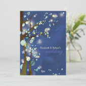 Blue Elven Forest Wedding Einladung (Stehend Vorderseite)