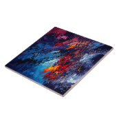 Blue Ember Blue Red Contemporary Abstrakt Art Fliese (Seite)