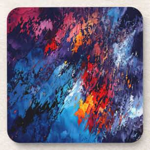 Blue Ember Blue Red Contemporary Abstrakt Art Getränkeuntersetzer