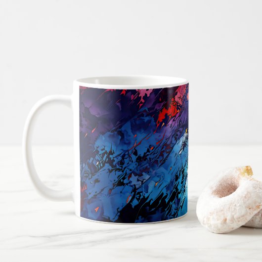 Blue Ember Blue Red Contemporary Abstrakt Art Kaffeetasse (Mit Donut)
