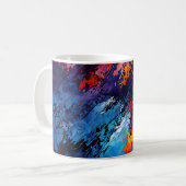 Blue Ember Blue Red Contemporary Abstrakt Art Kaffeetasse (Vorderseite Links)