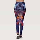 Blue Ember Blue Red Contemporary Abstrakt Art Leggings (Rückseite)