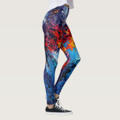 Blue Ember Blue Red Contemporary Abstrakt Art Leggings (Rechts)