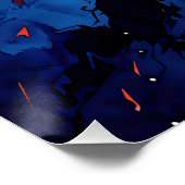 Blue Ember Blue Red Contemporary Abstrakt Art Poster (Ecke)