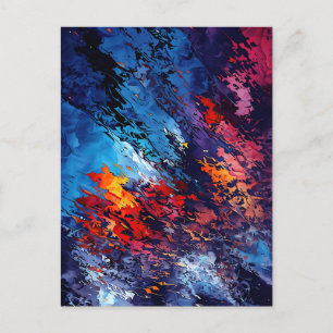 Blue Ember Blue Red Contemporary Abstrakt Art Postkarte