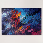 Blue Ember Blue Red Contemporary Abstrakt Art Puzzle (Horizontal)