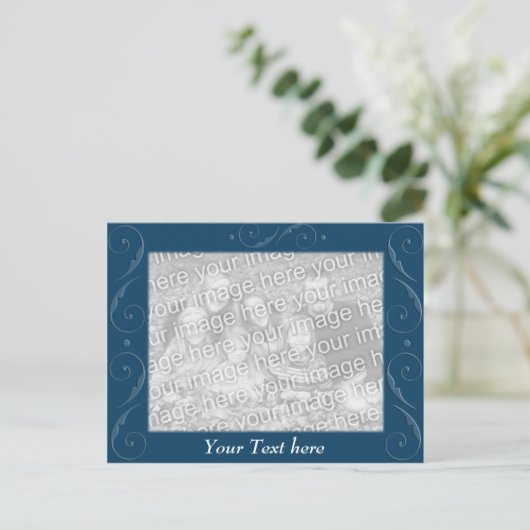 Blue Embossed Postkarte (Stehend Vorderseite)