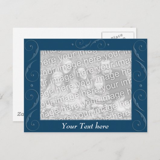 Blue Embossed Postkarte (Vorne/Hinten)