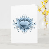 Blue Emo Herzkarte Karte (Gelbe Blume)