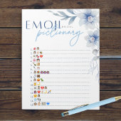 Blue Emoji Pictionary Brautparty Notizblock