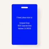 Blue Employee Foto ID Ausweis (Rückseite)