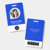 Blue Employee Foto ID Card, Bar Code, Logo, Name Ausweis (Vorder- & Rückseite)