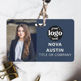 Blue Employee Foto ID mit QR Code Business Logo Ausweis