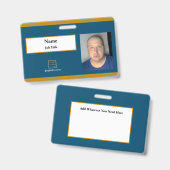 Blue Employee ID Abzeichen Ausweis (Vorder- & Rückseite)