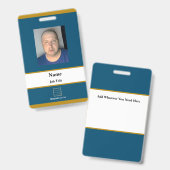 Blue Employee ID Abzeichen Ausweis (Vorder- & Rückseite)