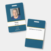 Blue Employee ID Abzeichen Ausweis (Vorder- & Rückseite)