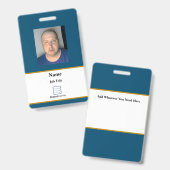 Blue Employee ID Abzeichen Ausweis (Vorder- & Rückseite)