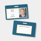 Blue Employee ID Abzeichen Ausweis (Vorder- & Rückseite)