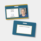 Blue Employee ID Abzeichen Ausweis (Vorder- & Rückseite)