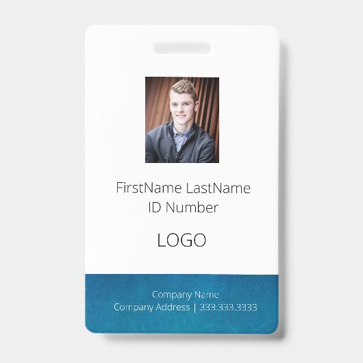 Blue Employee-ID-Abzeichen mit Barcode Ausweis (Vorderseite)