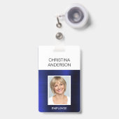 Blue Employee - Name Foto Corporate Metallic Ausweis (Vorderseite mit Ausziehbar)