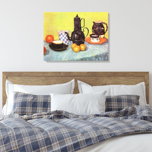 Blue Enamel Coffeepot von Vincent van Gogh Leinwanddruck (Insitu (Schlafzimmer))