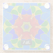 Blue Enamel - French Cloisonne - Blume & Initialen Glasuntersetzer (Rückseite)