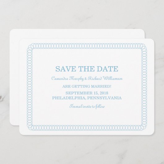 Blue Encirclated Rounded Save the Date einladen Einladung (Vorne/Hinten)
