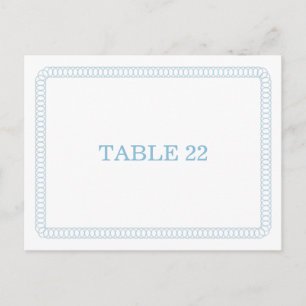 Blue Encirclated Rounded Tischnummer Postkarte