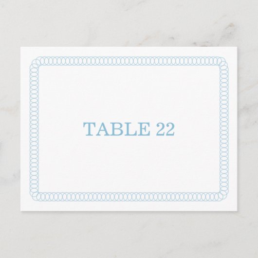 Blue Encirclated Rounded Tischnummer Postkarte (Vorderseite)