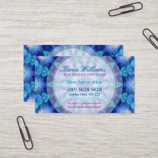 Blue Energy New Age Holistic Business Card Visitenkarte (Vorderseite/Rückseite Beispiel)