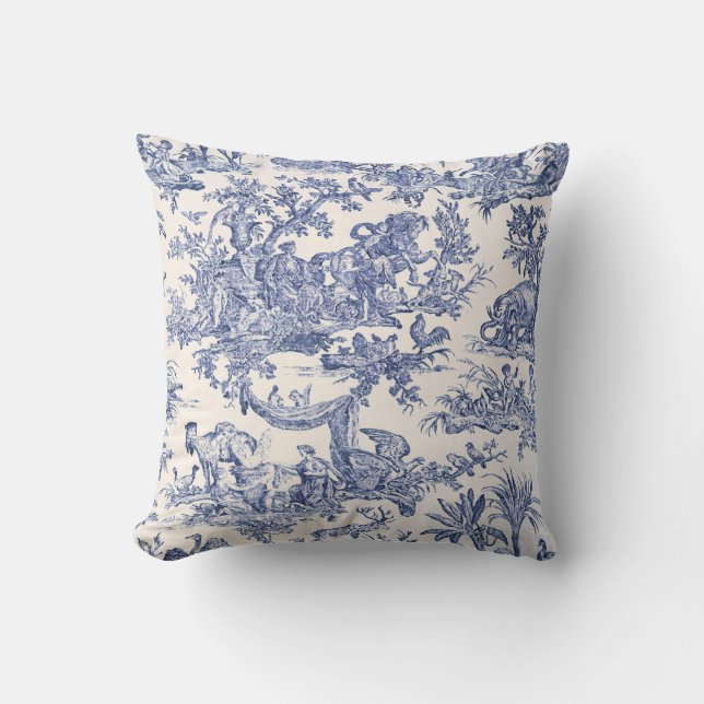 Blue English - French Toile Classic Elegance Kissen (Vorderseite)