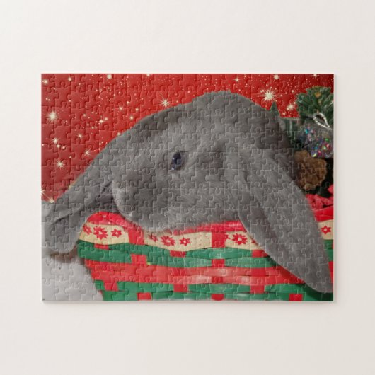Blue English Lop Bunny Rabbit Weihnachten Puzzle (Horizontal)