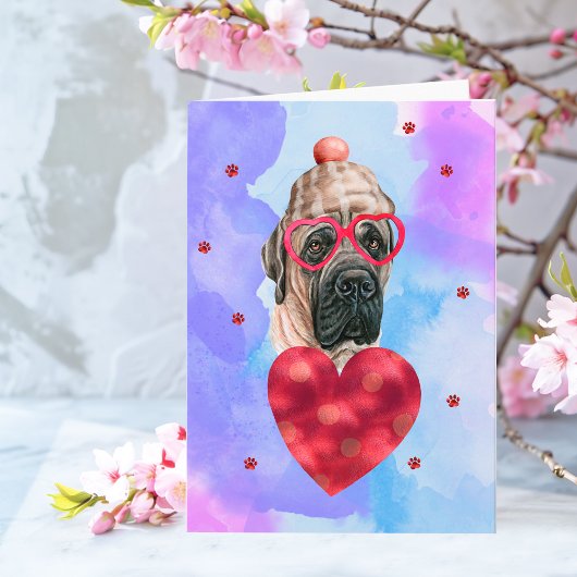 Blue English Mastiff Valentine's Day Gift Dog Karte