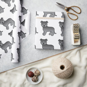Blue English Staffie Niedlich Cartoon Dog Pattern Geschenkpapier