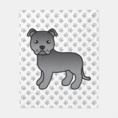 Blue English Staffie Niedlich Cartoon Dog & Paws Fleecedecke (Vorderseite)
