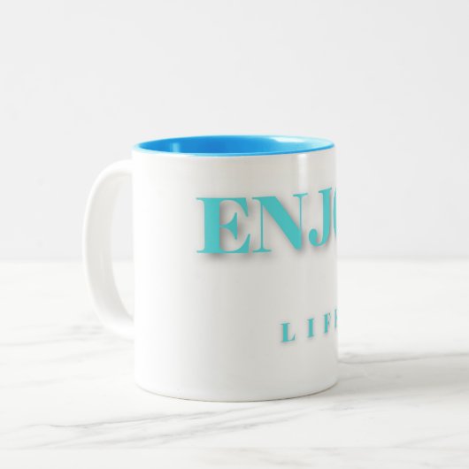 Blue Enjoy Life Tasse (Vorderseite Links)