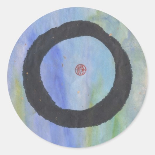 Blue Enso Zen Circle of Tranquility Stickers (Vorderseite)