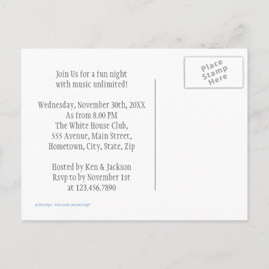 Blue Equalizer Einladungspostkarte (Rückseite)